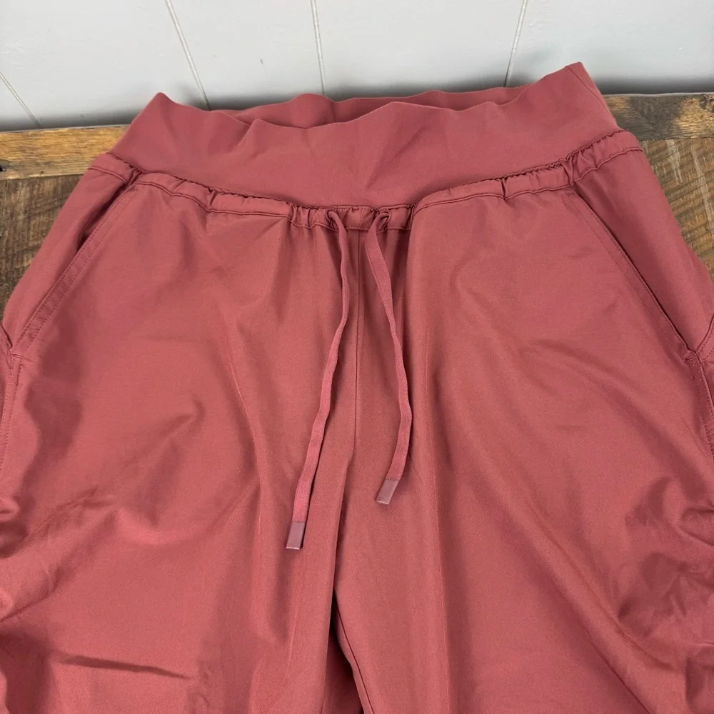 Athleta Attitude Lined Pants Size 6 Rose Mauve Ruched Joggers Cozy - Picture 4 of 9